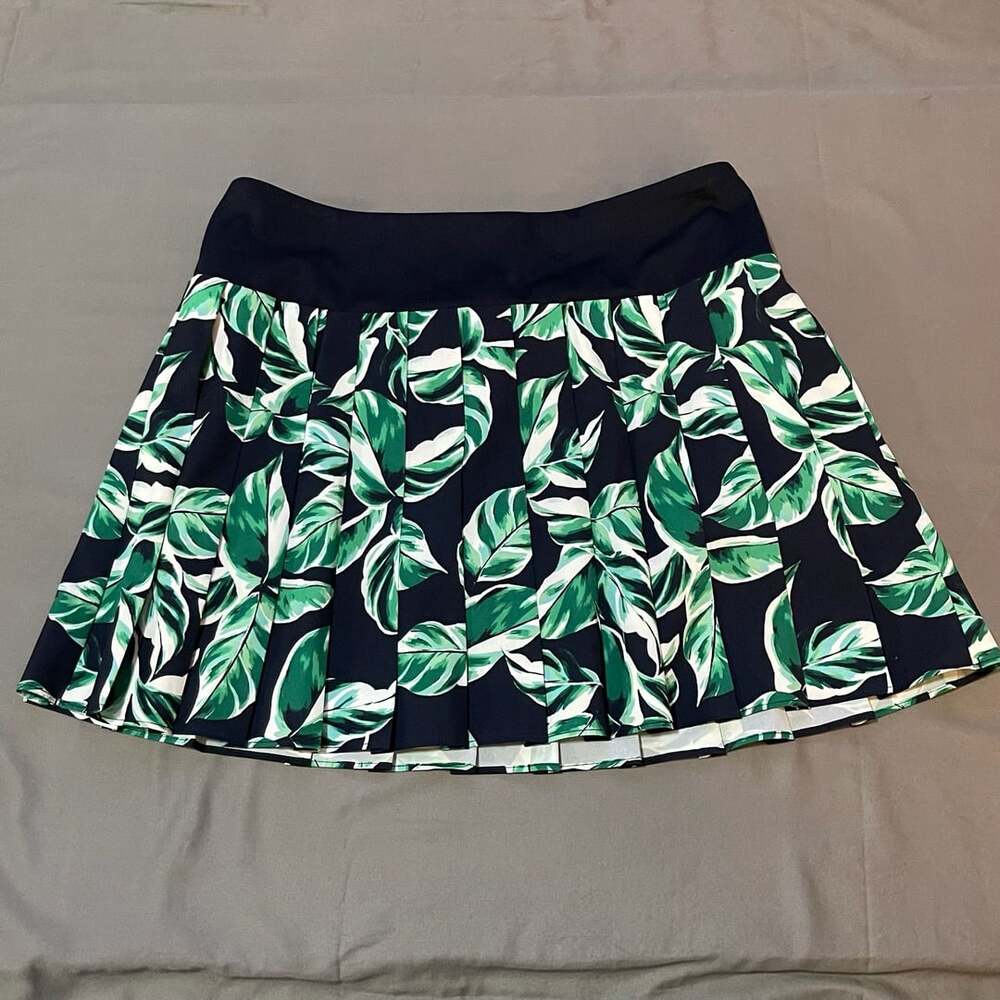 Tommy Bahama Everyday Active Skort Size S Green Tropical Leaf Pleated
